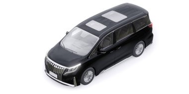 Siyah Minivan aile arabası. Birinci sınıf iş arabası. 3B illüstrasyon.