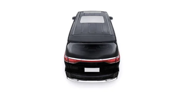 黑色迷你车家族的城市车 高级商务车 3D插图 — 图库照片