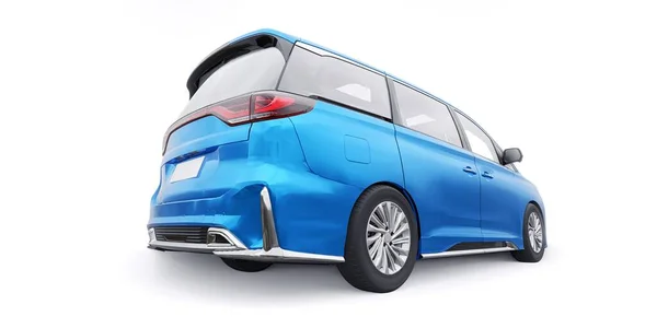 Blue Minivan Coche Familiar Ciudad Coche Negocios Premium Ilustración — Foto de Stock