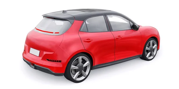 Red Cute Little Electric Hatchback Car Illustration — Stock Photo, Image