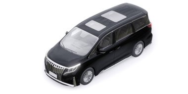 Siyah Minivan aile arabası. Birinci sınıf iş arabası. 3B illüstrasyon.