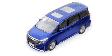 Blue Minivan aile arabası. Birinci sınıf iş arabası. 3B illüstrasyon.