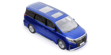 Blue Minivan aile arabası. Birinci sınıf iş arabası. 3B illüstrasyon.