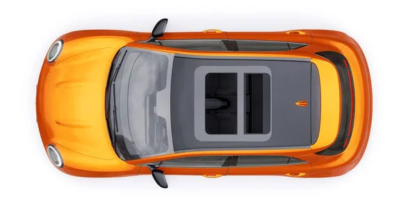 橙色一辆可爱的小电动车 3D插图 — 图库照片