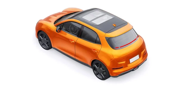 Orange Cute Little Electric Hatchback Car Illustration — Stock Photo, Image