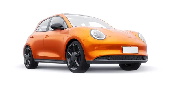 Naranja Lindo Coche Hatchback Eléctrico Ilustración — Foto de Stock