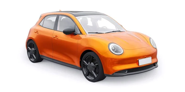 Orange Roztomilý Malý Elektrický Hatchback Auto Ilustrace — Stock fotografie
