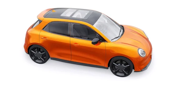 Naranja Lindo Coche Hatchback Eléctrico Ilustración — Foto de Stock