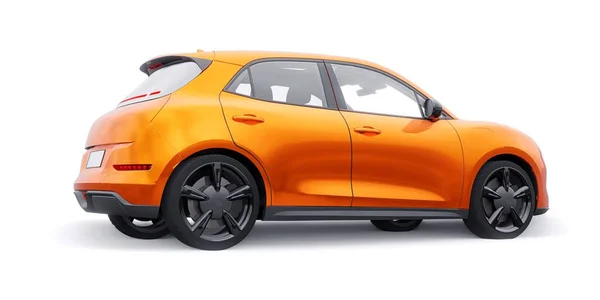 橙色一辆可爱的小电动车 3D插图 — 图库照片