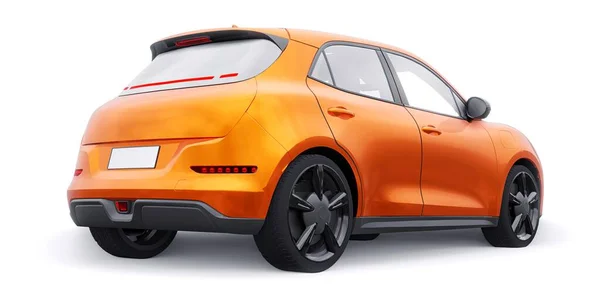 Pomarańczowy Mały Elektryczny Hatchback Ilustracja — Zdjęcie stockowe