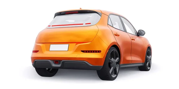 Pomarańczowy Mały Elektryczny Hatchback Ilustracja — Zdjęcie stockowe