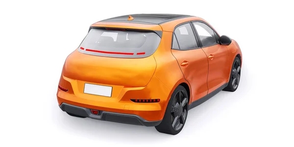 Pomarańczowy Mały Elektryczny Hatchback Ilustracja — Zdjęcie stockowe