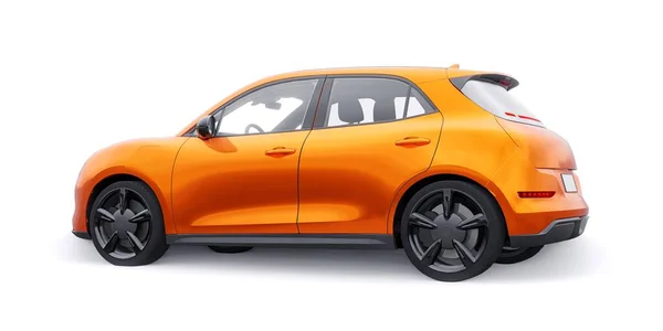 Orange Roztomilý Malý Elektrický Hatchback Auto Ilustrace — Stock fotografie