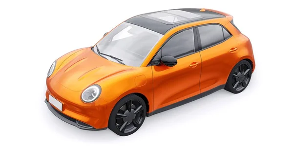 Orange Cute Little Electric Hatchback Car Illustration — Stock Photo, Image