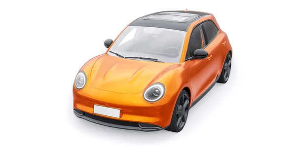Arancione Una Piccola Auto Elettrica Hatchback Illustrazione — Foto Stock