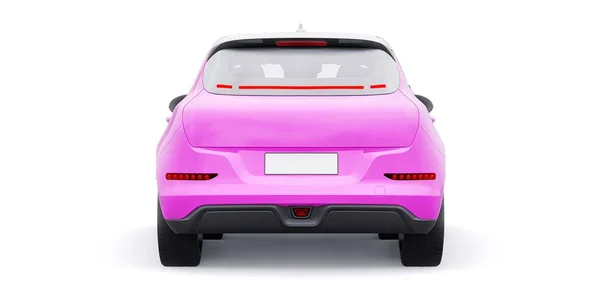 Pembe Küçük Elektrikli Hatchback Araba Illüstrasyon — Stok fotoğraf