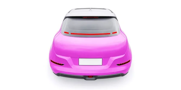 Różowy Mały Elektryczny Hatchback Ilustracja — Zdjęcie stockowe