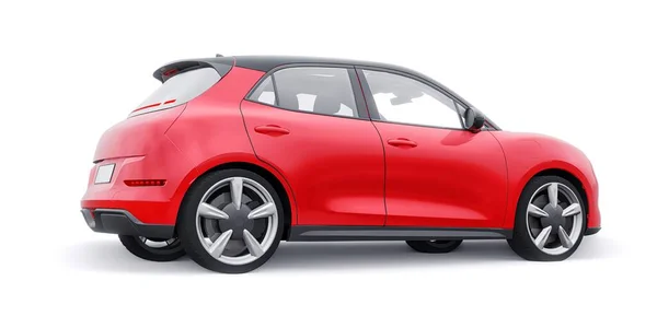 Rojo Lindo Pequeño Coche Hatchback Eléctrico Ilustración — Foto de Stock