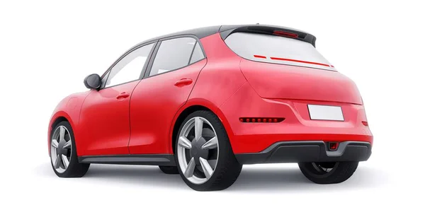 Red Cute Little Electric Hatchback Car Illustration — Stock Photo, Image
