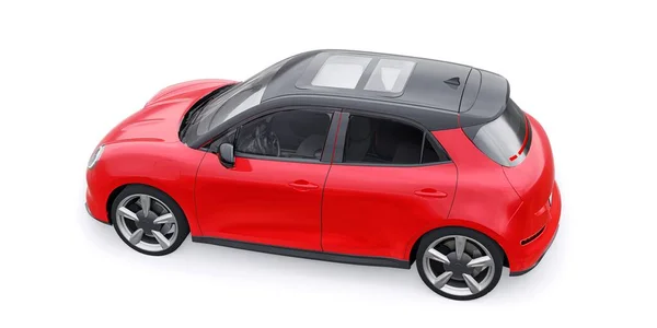 Red Cute Little Electric Hatchback Car Illustration — Stock Photo, Image