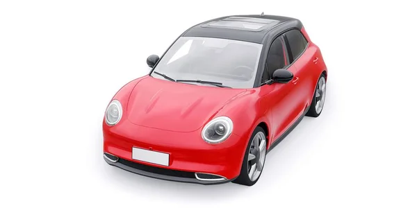 赤かわいい小さな電動ハッチバック車 3Dイラスト — ストック写真