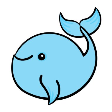 Mavi Balina Karikatür Denizcilik hayvan vektör simgeleri