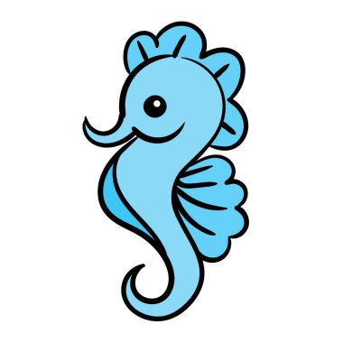 Deniz atı, vektör çizimi beyaz arkaplanda izole edildi. Deniz atı Şirin çizgi film Simgesi