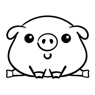 Komik domuzlar vektör çizimi. Şirin çiftlik hayvanı karakteri.