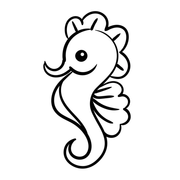 シーホース白い背景にベクトル図がある 海馬かわいい漫画のアイコン — ストックベクタ