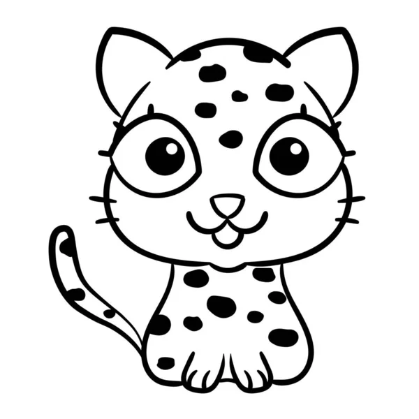 Ωραία Λεοπάρδαλη Αστείο Καρτούν Γάτας Εικονογράφηση Φορέα Ζώων Κινουμένων Σχεδίων — Διανυσματικό Αρχείο
