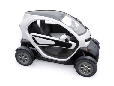 Tula, Rusya. 30 Ocak 2022: Renault Twizy ZE 2015: İki yolcu için White Super kompakt elektrikli şehir arabası. 3B illüstrasyon.