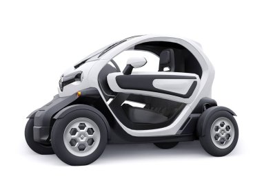 Tula, Rusya. 30 Ocak 2022: Renault Twizy ZE 2015: İki yolcu için White Super kompakt elektrikli şehir arabası. 3B illüstrasyon.