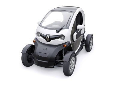 Tula, Rusya. 30 Ocak 2022: Renault Twizy ZE 2015: İki yolcu için White Super kompakt elektrikli şehir arabası. 3B illüstrasyon.
