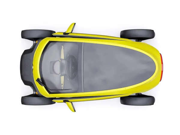 俄罗斯 2022年1月30日 雷诺Twizy 2015 为两名乘客提供黄色超小型电动车 3D插图 — 图库照片