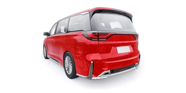 Rode Minivan Familie Stadsauto Eersteklas Zakenauto Illustratie — Stockfoto