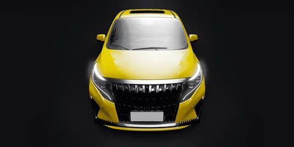 黄色的迷你面包车 高级商务车 3D插图 — 图库照片