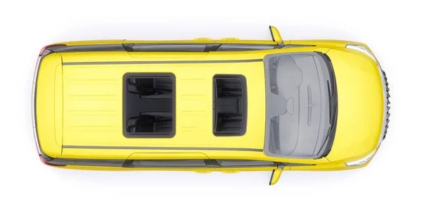 黄色的迷你面包车 高级商务车 3D插图 — 图库照片