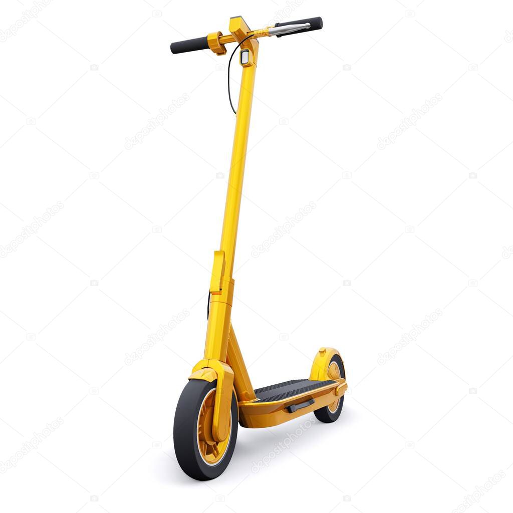 electric folding scooter for leisure and city trips 3D illustration.