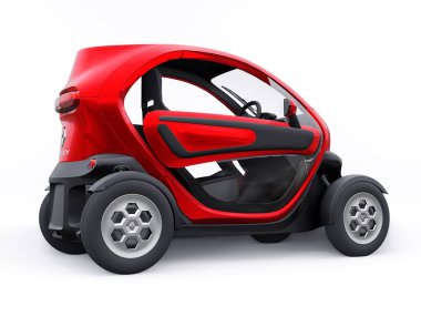 Tula, Rusya. 30 Ocak 2022: Renault Twizy ZE 2015: İki yolcu için Red Super kompakt elektrikli şehir arabası. 3B illüstrasyon.