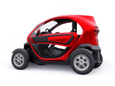 Tula, Rusya. 30 Ocak 2022: Renault Twizy ZE 2015: İki yolcu için Red Super kompakt elektrikli şehir arabası. 3B illüstrasyon.