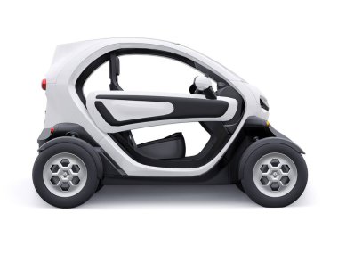 Tula, Rusya. 30 Ocak 2022: Renault Twizy ZE 2015: İki yolcu için White Super kompakt elektrikli şehir arabası. 3B illüstrasyon.
