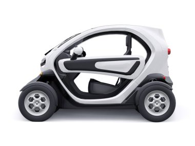 Tula, Rusya. 30 Ocak 2022: Renault Twizy ZE 2015: İki yolcu için White Super kompakt elektrikli şehir arabası. 3B illüstrasyon.