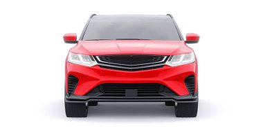 Kırmızı spor spor araba SUV. 3d canlandırma çizimi.
