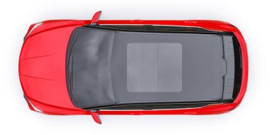Kırmızı spor spor araba SUV. 3d canlandırma çizimi.
