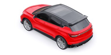 Kırmızı spor spor araba SUV. 3d canlandırma çizimi.