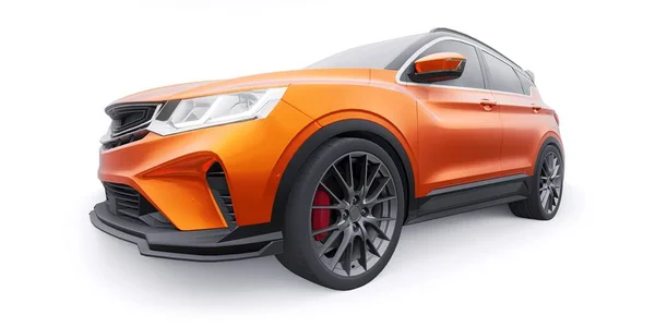 Orange Sports Compact Car Suv Render Illustrration — Stock Photo, Image
