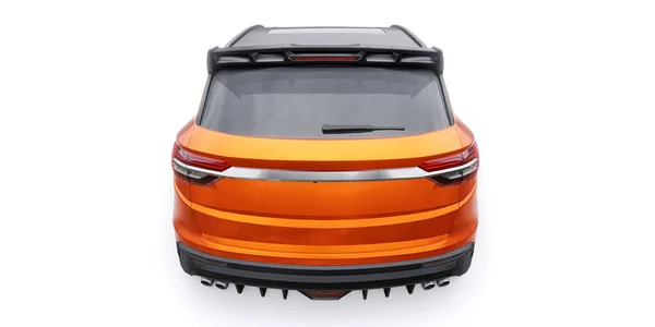 橙色运动小型车Suv 3D渲染说明 — 图库照片