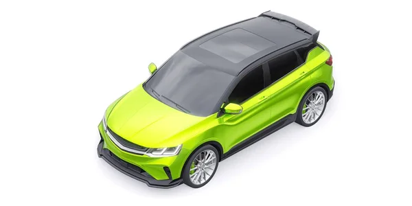 绿色跑车Suv 3D渲染说明 — 图库照片