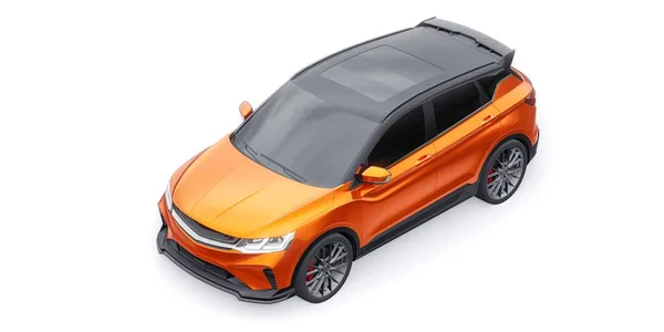 Orange Sportowy Kompaktowy Samochód Suv Ilustracja Renderowania — Zdjęcie stockowe