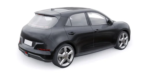 Siyah Şirin Elektrikli Hatchback Araba Illüstrasyon — Stok fotoğraf